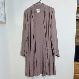 Flax Black Midi Dress Duster Jacket Rayon Logenlook Taupe Long sleeve Medium